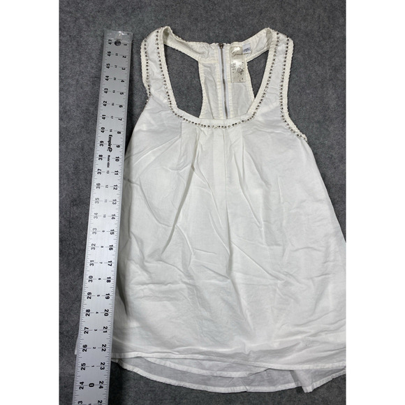 Vintage Guess Top Womens Small Grey White Tank Racerback Studded Trim Lot 2 - Picture 14 of 16